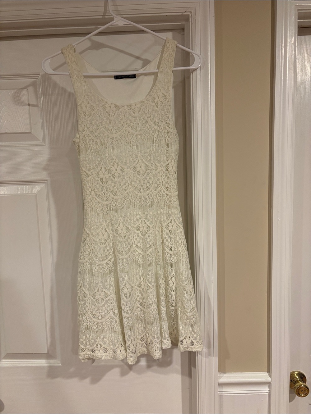 Lace Fit & Flare Tank Dress in Ivory